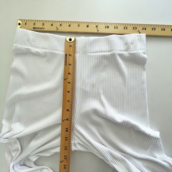 Enza Costa Women's Rayon Wide Leg Pants Elastic Waist NEW Sz M White Rib Knit - Picture 7 of 10
